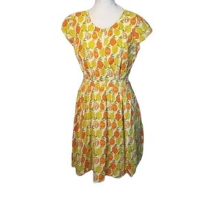 EShakti lemon orange fruit summer spring cute retro dress